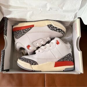 Toddler Jordan 3 Retro White/Red 8C